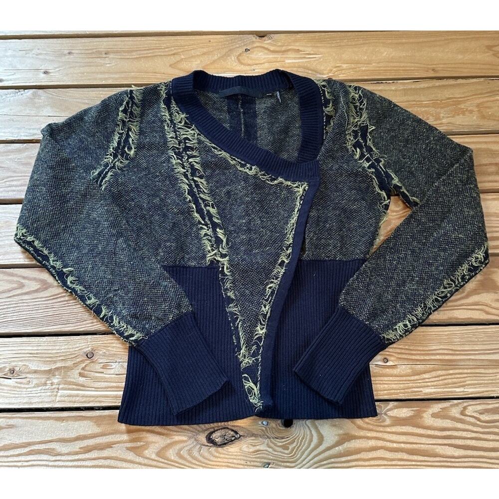 L.A.M.B. Fringed Detail Sweater Size Xs Women’s Navy Cashmere Mohair